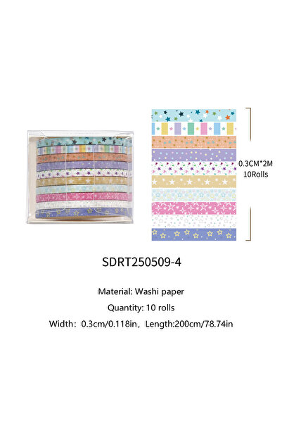 Choice6 SDRT250509-4 10 Rolls/Set Skinnny Washi Tape Masking Tape DIY Scrapbo...