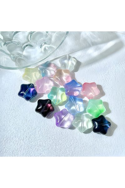 Choice1 10pcs mix TX91 10pcs 15mm Cute Flat Star Glass Bead Loose Bead Charms...