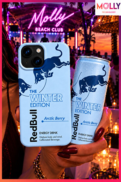 Molly iPhone 15 İçin Bebe Mavisi Redbull The Winter Edition Desenli İçi Kadif...