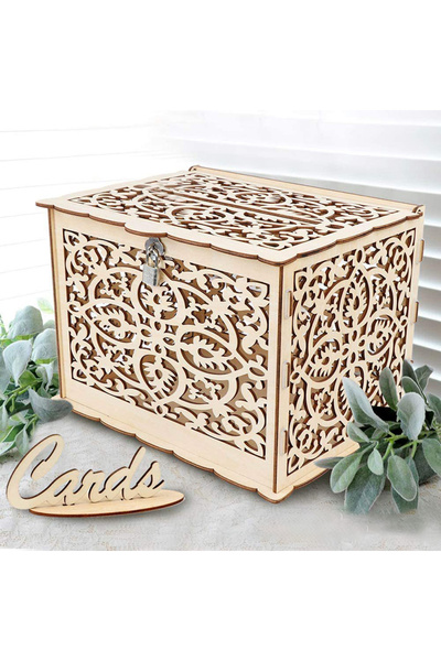 Choice 1 Set 1 Wedding Card Boxes Hollow Wooden Box Gift Wooden Box with Lock...