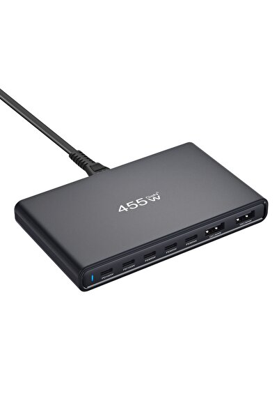 Choice EU black Ultra-Slim 455W GaN Desktop Charger 5C2A Multi-Port Fast Char...