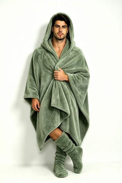 Nuvy Giyilebilir Hoodie Battaniye Yeşil