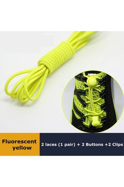 Choice Fluorescent yellow 1Pair Shoelaces for Sneaker Elastic No Tie Shoe Lac...