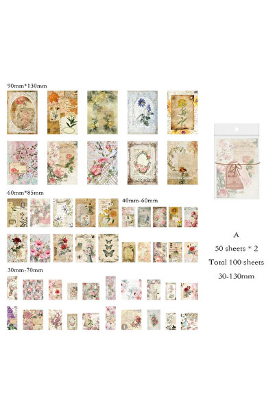 Choice A Journamm 100pcs/pack Vintage Scrapbooking Light Paper Kit DIY Junk J...
