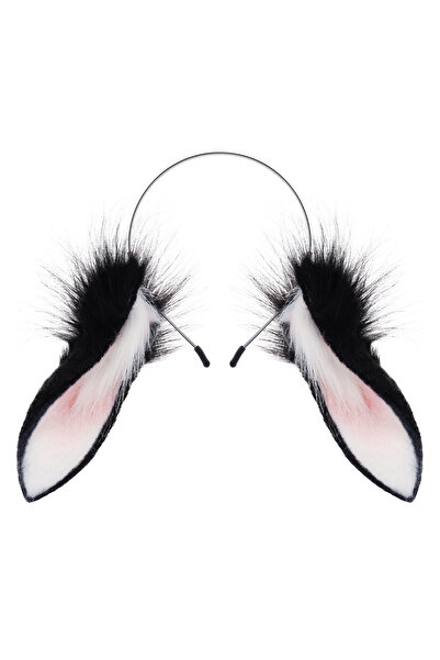 choice2 Blackwhite Animal Rabbit Ears Headband Faux Fur Bunny Headwear Plush ...