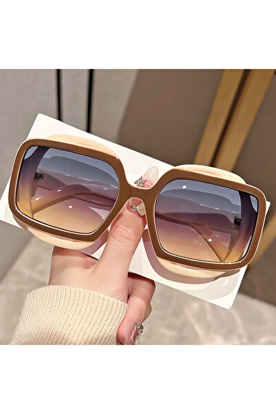 Choice3 نظارات شمسية عصرية 2026 بلون بيج مع تصميم مضلع متعدد الألوان للرجال و...