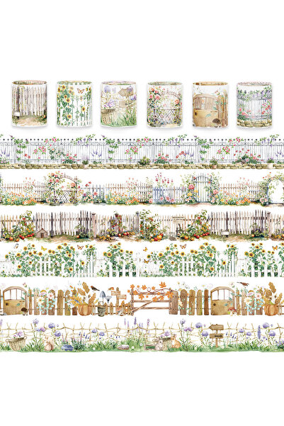 Choice 6 Rolls 6 Rolls Garden Fence Series Decorative PET Tape - 40mm X 200cm...