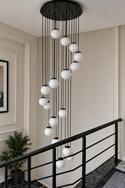 VENON STELLA YUVARLAK || 20 Sarkıtlı LOFT Tarz Tepsi Galeri Boşluğu Modern Av...