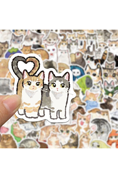Choice 77PCS 10/30/77pcs Kawaii Cute Watercolor Cat Cartoon Stickers Animal K...