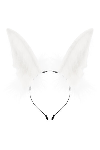 Choice White Handmade Animal Fur Wolf Fox Ears Headband Cosplay Headwear Hair...