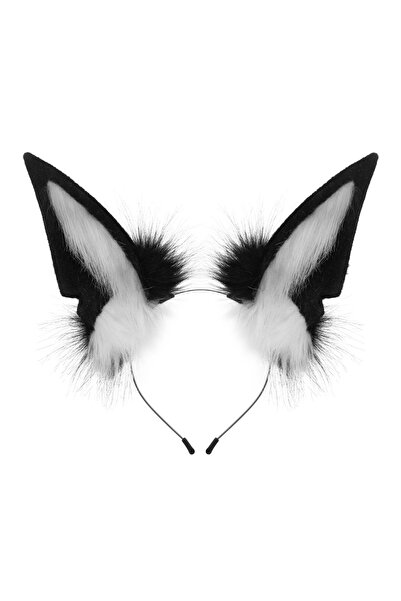 Choice4 Blackwhite Handmade Animal Fur Wolf Fox Ears Headband Cosplay Headwea...