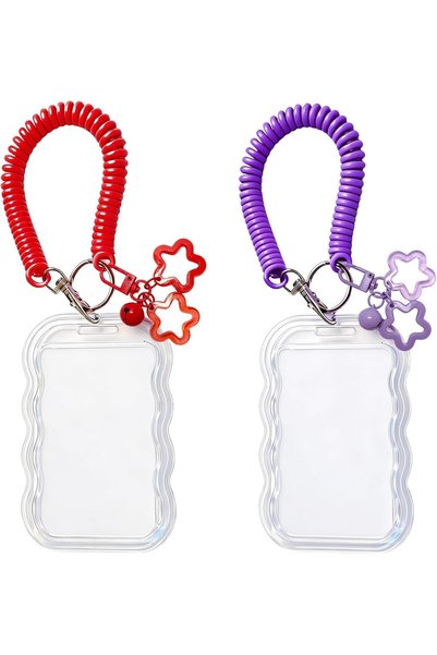 Choice3 Red and Purple 2 Pack Cute Photocard Holder Keychain Kpop Photo Card ...