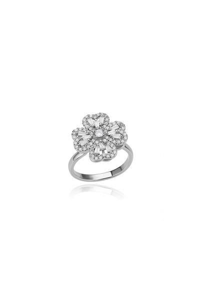 Choice3 Adjustable JZ3841P Spinner Zircon Heart Four Leaf Clover Rings For Wo...