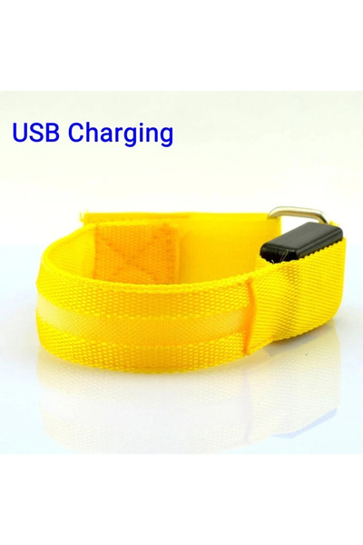 Choice3 حزام ذراع LED أصفر للجري الليلي، حزام أمان قابل لإعادة الشحن عبر USB ...
