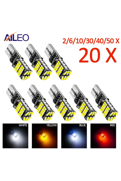 Choice33 2pcs White 2/6/10/20/30 Pcs T10 W5W Led Canbus 168 194 Car Lights 60...
