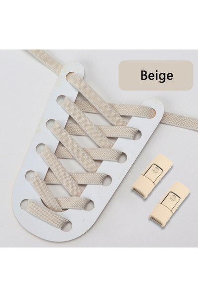 Choice أربطة أحذية بيج بدون ربط مع قفل ضغط، أربطة مرنة بدون عقد للأحذية الريا...