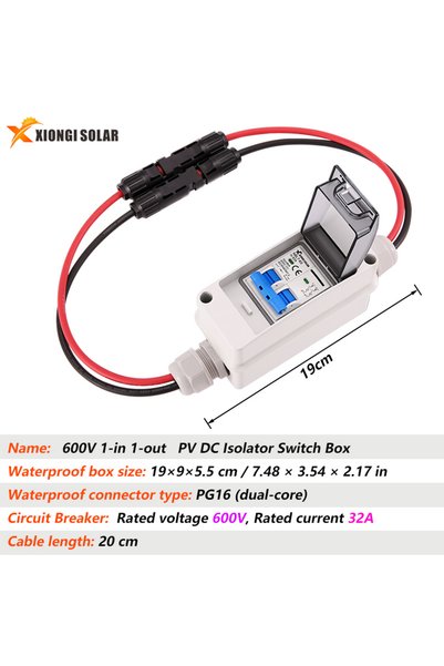 Choice1 صندوق فصل تيار مستمر للطاقة الشمسية 2P 600V 32A مع قاطع دائرة كهربائي...