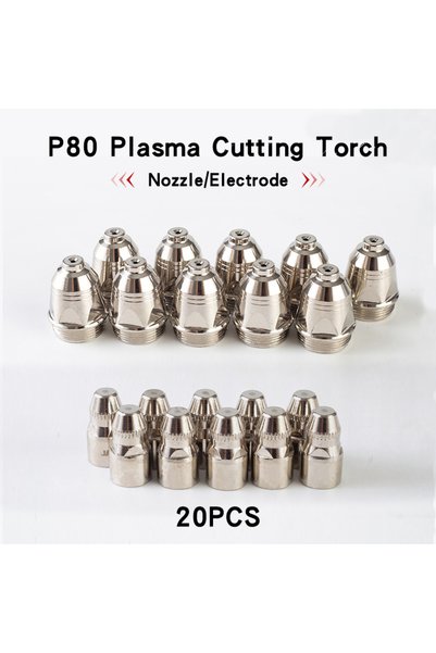 Choice 1.5mm 20pcs P80 Plasma Cutting Torchs Consumable Cutting 60A 80A 100A ...
