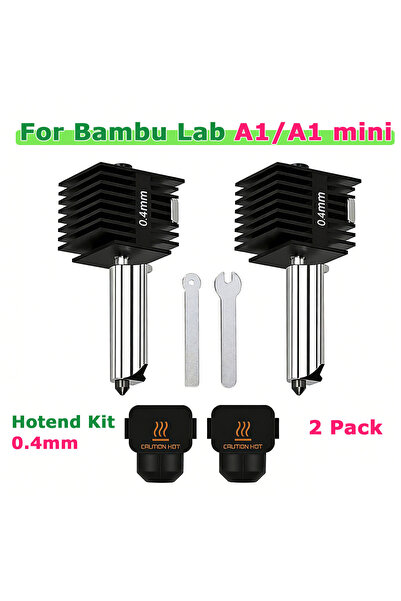 Choice 0.4mm 2 Pack A1 Mini/A1 Hotend Kit, 0.4mm Hardened Steel Nozzle, High-...