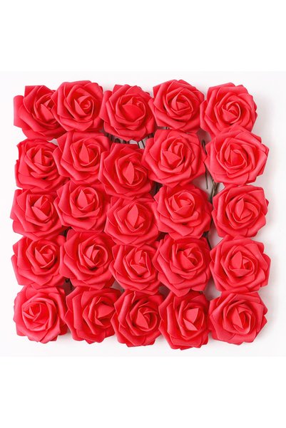 Choice27 25Pcs Red- 10/25Pcs Rose Artificial Flowers Heads Fake Flowers Bouqu...