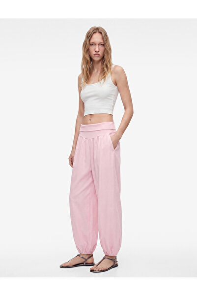 Koton Comfortable Fit High Waist Linen Shalwar Trousers