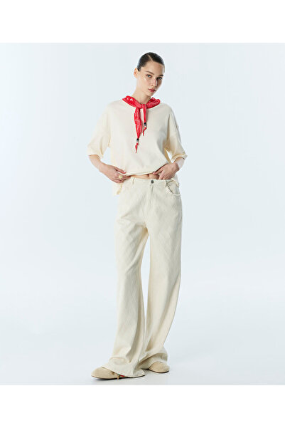 Twist BAKLAVA DOKULU WIDE LEG JEAN PANTOLON