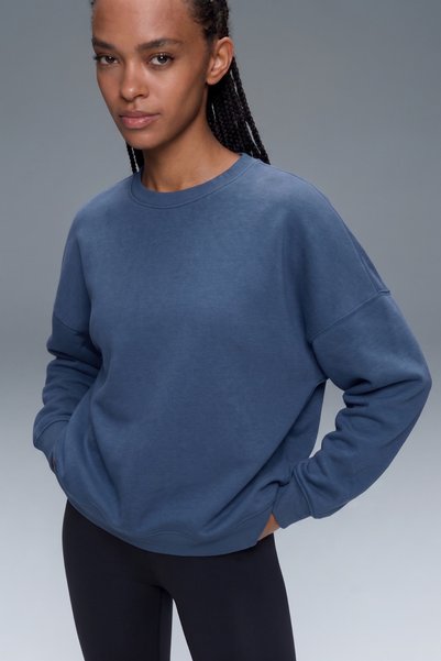 soft&basic Hanorac de damă din bumbac, cu decolteu rotund, model Comfort Fit