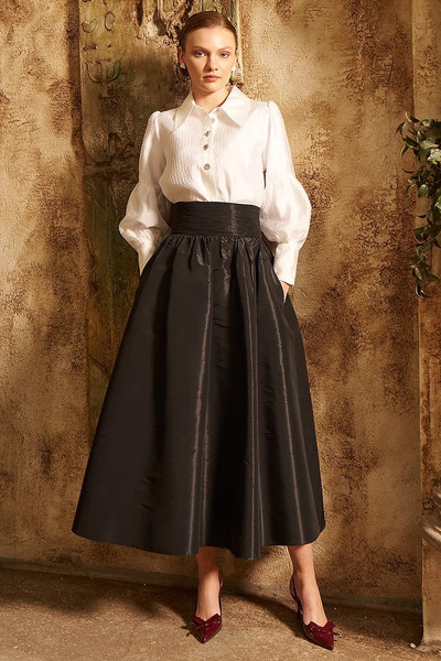 Kayra Φούστα Taffeta Flared Μαύρη