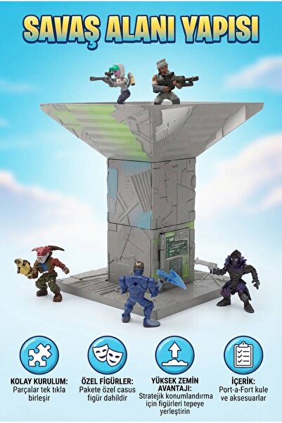 Tıfıl Toys Fortnite Temalı Minyatür Figürlü ve Tak-Birleştir Kuleli Dekoratif...