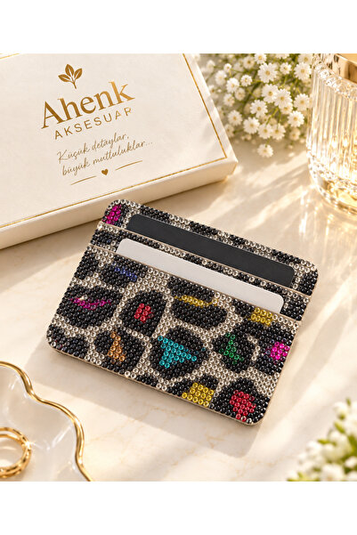AHENK AKSESUAR حامل بطاقات بأحجار مضيئة