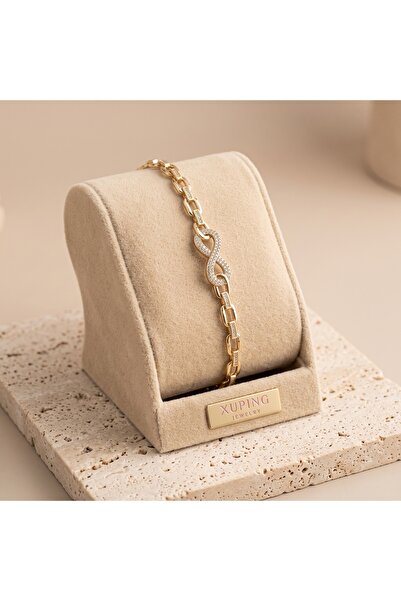 XUPING JEWELRY Vıp Seri 316L Çelik Gold Renk Işıltılı Sonsuzluk Figürlü Kalın...