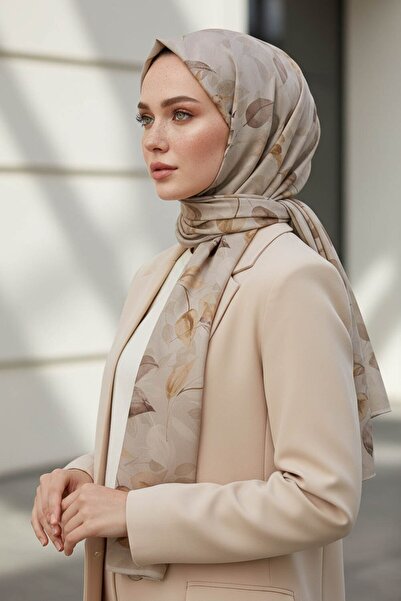 Vissona KREP SONBAHAR DESENLİ GOLD RENKLİ 75X195 KIRIŞMAZ ŞAL