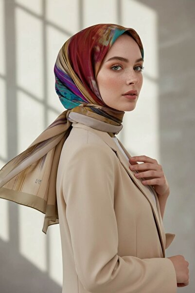 Vissona KREP ÇİZGİ DESENLİ MÜRDÜM RENKLİ 75X195 KIRIŞMAZ ŞAL