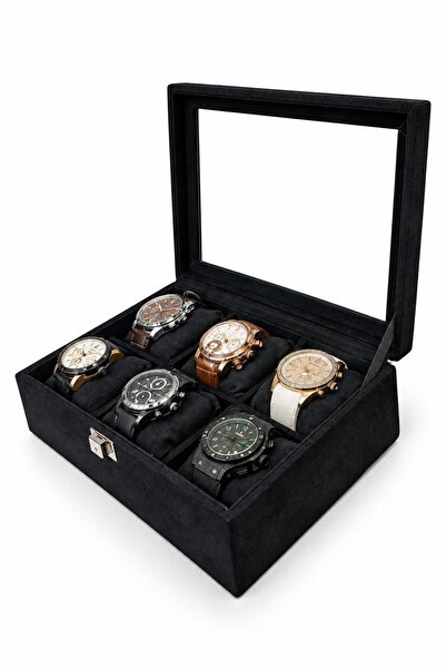 STAND MARKET Watch Box for 6 Watches Alcantara Black