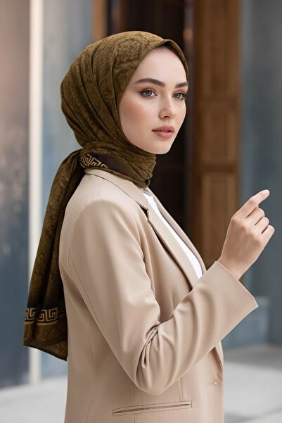 Vissona KREP GOLD DETAYLI BAROK DESENLİ KAHVERENGİ RENKLİ 75X195 KIRIŞMAZ ŞAL