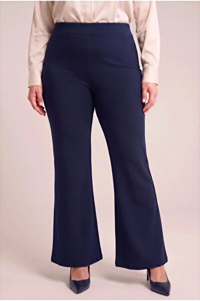 RMG Spanish Style Plus Size Winter Steel Knitted Leggings Navy Blue