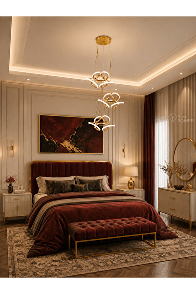 best power Three Ring Gold Led Pendant Light - Modern Staggered Interlocking ...