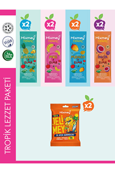 mixmey Tropik Lezzet Paketi – 10 Adet | Tropik Meyve Bar Jelimey – Sağlıklı A...