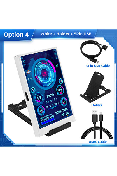 choice2 White-5Pin USB 3.5 Inch IPS Type C Secondary Screen for Computer CPU ...