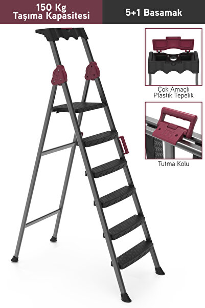 Perilla Comfort 5+1 Geniş Basamaklı Kolay Taşıma Aparatlı Merdiven
