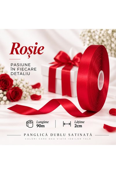 Papette Set 4 Role Panglică Dublu Satinată ROSIE, 2cm x 90m