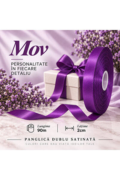 Papette Set 2 Role Panglică Dublu Satinată MOV, 2cm x 90m