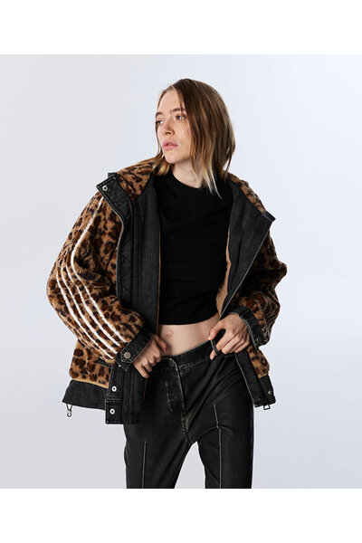 Twist Non Denim Mix Leopard Print Coat