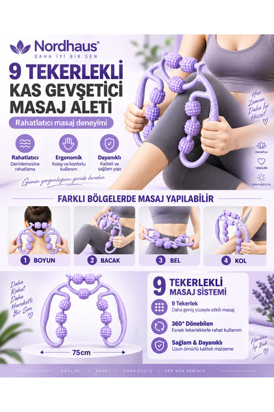 Nordhaus 2'si 1 Arada Kas Gevşetici Masaj Aleti Çember Tekerlekli Esnek Masaj...