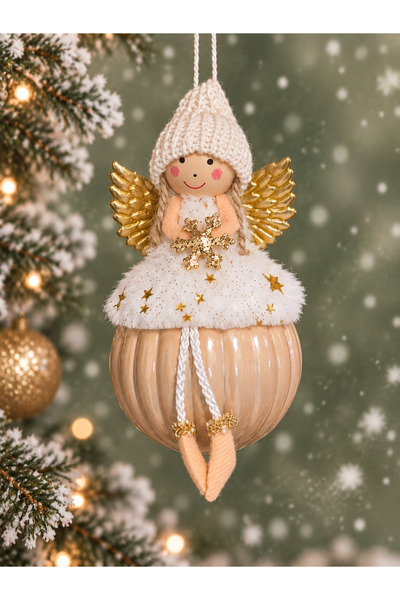 Yılbaşı Çam Ağaç Süsü Rose gold Top Melek Süs 14 cm Yılbaşı Dekoru Süsü