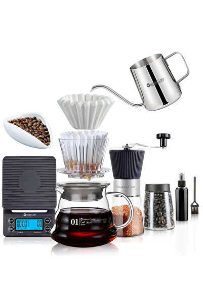 Omran Cart مجموعة ماكينة تحضير القهوة Wave Pour Over - 10 قطع مع أداة التقديم...