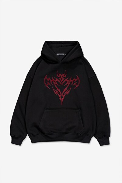 Fadeback Rhinestones Heart Oversize Hoodie