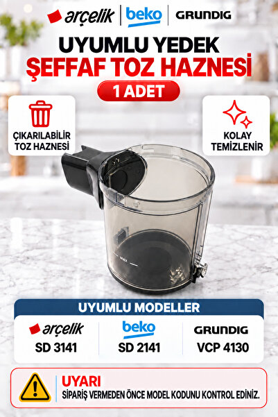 Arçelik BEKO SD 2141 Uyumlu ŞARJLI DİK SÜPÜRGE TOZ HAZNESİ