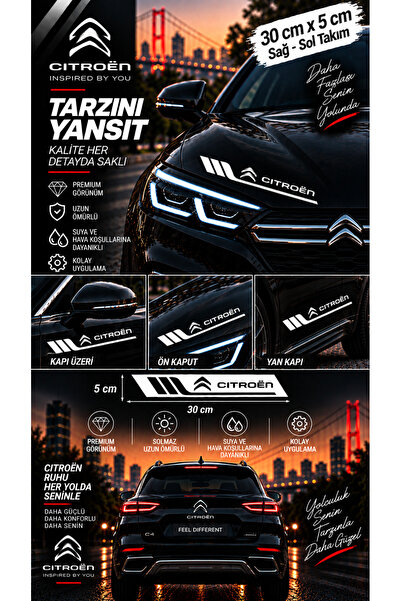 İntervex Global Citroen Compatible Sport Body Stripe Sticker Right Left Side ...