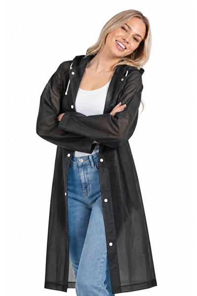 SARFEX Unisex Black Water Windproof Raincoat Hooded